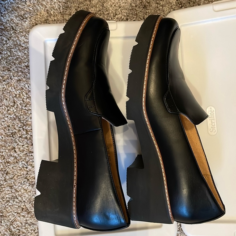 Black womens platform loafers